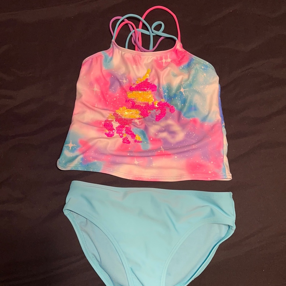Girls unicorn sequins bathing suit size 10